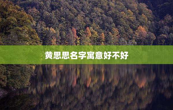 黄思思名字寓意好不好