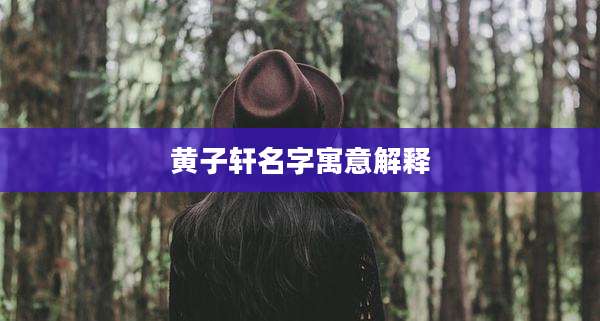 黄子轩名字寓意解释