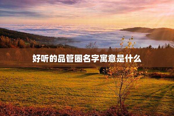 好听的品管圈名字寓意是什么