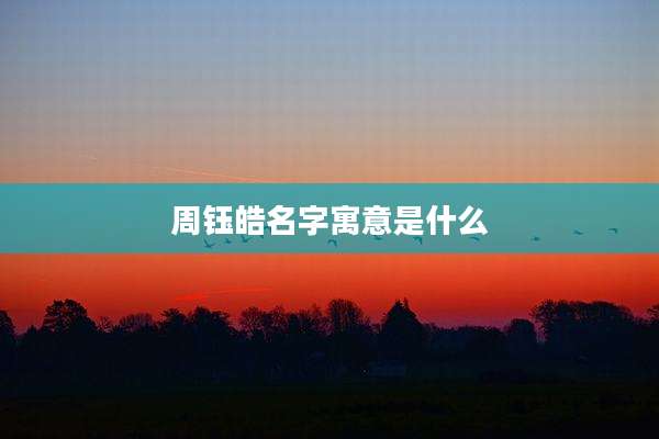 周钰皓名字寓意是什么