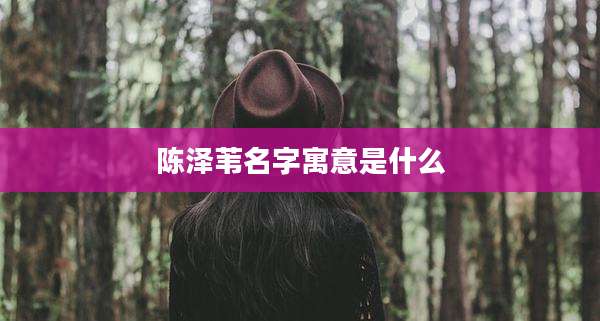 陈泽苇名字寓意是什么