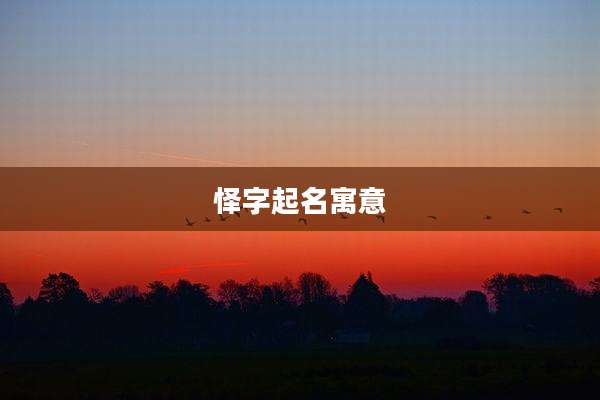 怿字起名寓意