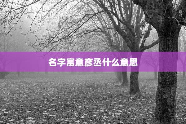 名字寓意彦丞什么意思