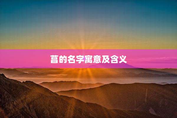 菖的名字寓意及含义