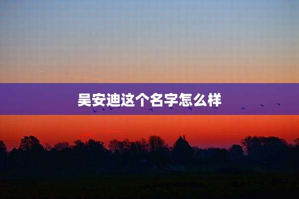 吴安迪这个名字怎么样